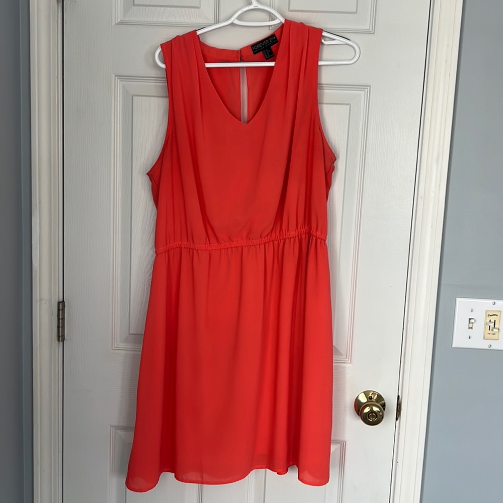Forever 21 + coral chiffon dress